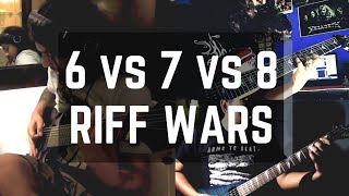 Six vs Seven vs Eight Strings  6 vs 7 vs 8  Riff Wars [upl. by Thgiwd]