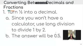 Paraprofessional Math Day 1 Number Sense and Basic Algebra Video 6 ConvertingDecimals amp Fractions [upl. by Alysia]