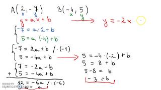 Równanie prostej przechodzącej przez dwa punkty [upl. by Yerffoej]