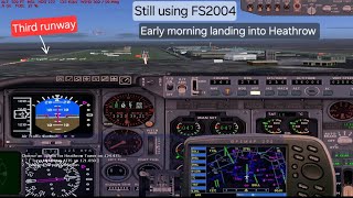 FS2004 Landing into London Heathrow LHR  EGLL at dawn london heathrow lhr jetblue [upl. by Jasisa4]