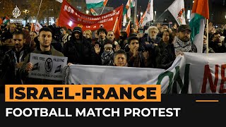 ProPalestinian protesters rally against Israeli football match in Paris  AJ Shorts [upl. by Analah]