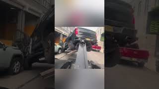 Crazy Man in New York Hijacks Tow Truck and Destroys the Whole Block shorts [upl. by Aneloj128]