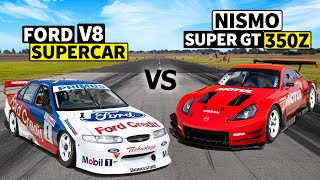 Ford SUPERCAR drag races Nismo Touring Champion Falcon V8 vs Super GT 350Z [upl. by Kcired]