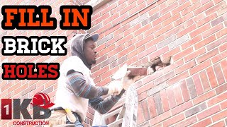 how to fill small hole in brick wallinstalling dry vent DIY laying some brick [upl. by Koloski235]