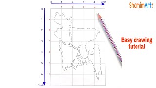 How to draw Map of Bangladesh  Easy drawing tutorial for beginners Shamim Art [upl. by Nowad151]