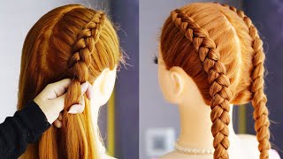 Cute Two Braids Hairstyle For School [upl. by Issim]