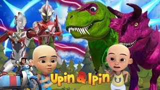 Upin Ipin Takut Ada Tirex Dinosaurus Tanduk Pink Super Hulk Ultraman Mebius Melawan Tirex di Kampung [upl. by Arihat]