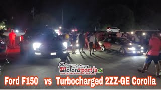 Bossy D Turbocharged 2ZZGE vs 2022 Ford F150 at Ironshore Drag Racing [upl. by Allis]