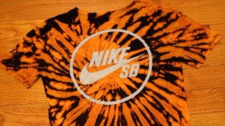 Spiral BLEACH dyeing a NIKE TShirt  How to TIE DYE with BLEACH [upl. by Friedrich]