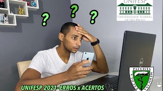 MEDICINA UNIFESP 2021 ERROS x ACERTOS [upl. by Autum]