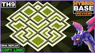 BEST TH9 Base with Replay 2022  COC TH9 FarmingTrophyHybrid base link  Clash of Clans [upl. by Ahusoj]