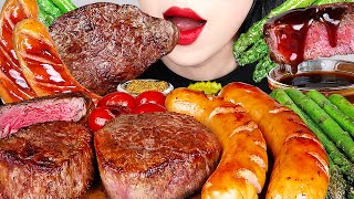 ASMR STEAK CERVELAT SAUSAGE 스테이크 세블락 소시지 아스파라거스 요리먹방 NO TALKING COOKINGampEATING SOUNDS MUKBANG [upl. by Orr]