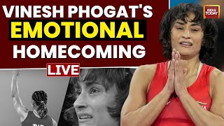 Vinesh Phogat LIVE Vinesh Phogats Emotional Homecoming  Phogat Returns To India From Paris LIVE [upl. by Otaner]