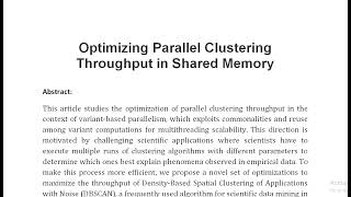 Optimizing Parallel Clustering Throughput in Shared Memory [upl. by Lindsley]