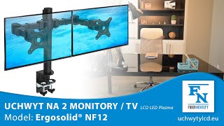 Ergosolid NF12  Solidny biurkowy uchwyt do Dwóch Monitorów LCD LED 10quot30quot x2 Pełna regulacja 3D [upl. by Erina]