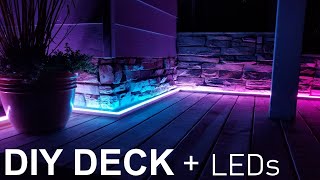 DIY Ground Level Deck with LEDs  Full Step by Step Walkthrough [upl. by Krug646]