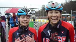 Emma Swartz amp Laurel Rathbun at the 2016 Cyclocross World Championships [upl. by Llerrat]