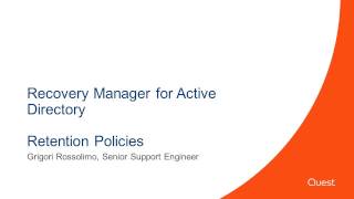 Recovery Manager for Active Directory Retention Policy Settings [upl. by Madda]