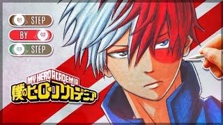 How to draw Todoroki step by step Boku no Hero Academia Anime Drawing Tutorial for Beginners [upl. by Watt532]