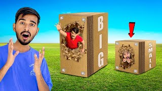 Big Vs Small Unbreakable Box Challenge  100 Layers Cardboard Trap [upl. by Rundgren]