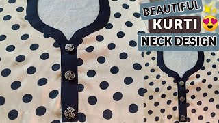 Beautiful Polka Dot Kurti Neck Design Stitching  खुबसूरत पोल्का डॉट कुर्ती नेक डिजाइन स्टिचिंग [upl. by Darsie]