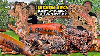 Isang BUONG quotLECHON BAKA KAMBING BABOY at COCHINILLOquot Para sa 1 MILLION SUBSCRIBERS CELEBRATION [upl. by Ramberg]