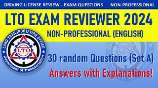 LTO Exam Reviewer 2024  Non Professional Drivers License  30 Questions with Explanations Set A [upl. by Yerrok993]