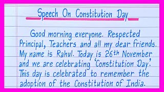 Short Speech On Constitution DayConstitution Day Speech in EnglishSpeech On Constitution Day [upl. by Ikcin]