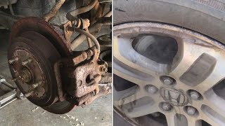 “3 reasons” your car brakes get too HOT how to fix it seized guide pins caliper hose [upl. by Andris]