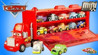 Disney Cars Mini Racers Mack Truck Hauler Camion Transporteur Flash McQueen Toy Jouet Review [upl. by Ahsikram]