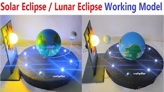 solar eclipse  lunar eclipse  earth rotation working model science project  diy craftpiller [upl. by Blackington629]