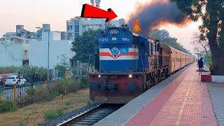 Fast and Furious Fire 🔥 Smoking Honking Skip station when Dangerous train coming Railget [upl. by Aeirdna628]