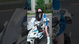 Isnt being cool as easy as eating Motorcycle FemaleRiding BMWs1000rr ladiesrider viralvideo [upl. by Inahs]