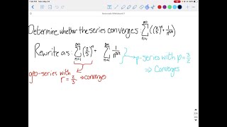 Determine whether the series is convergent or divergent ∑n1∞ 52 √nn… [upl. by Alexine]