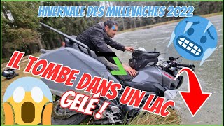 🥶 HIVERNALE DES MILLEVACHES 2022 EN KAWASAKI NINJA 650  IL TOMBE DANS UN LAC GELÉ 😱   Motovlog [upl. by Kihtrak]