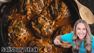 Juicy Salisbury Steak with Homemade Mushroom Gravy Delicious [upl. by Nitsug]