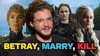 Game of Thrones Kit Harington Plays quotBetray Marry Killquot [upl. by Nomaid]