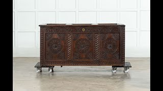 Early 18thC English Oak Carved Coffer [upl. by Oneg395]