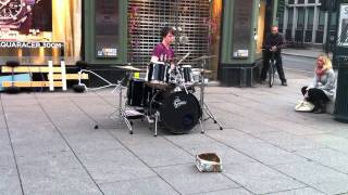 Baard Kolstad plays drums  Karl Johan 020711 [upl. by Hotze103]