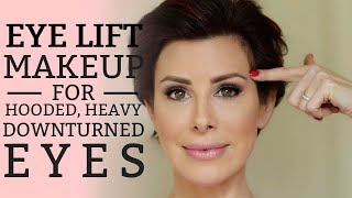 HOODED EYES MAKEUP TUTORIAL  Eyeshadow Tips for Downturned Eyes  Dominique Sachse [upl. by Ggerc]