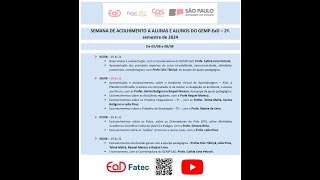 Semana de acolhimento a alunas e alunos do GEMP EaD  2º Semestre2024 [upl. by Alletsyrc]