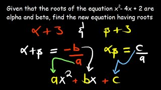 alpha and beta roots of quadratic equation  Finding new equation [upl. by Chappelka]