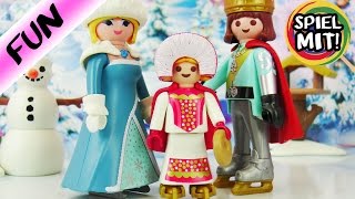 Playmobil Prinzessin  Film deutsch  Schlittschuhlaufen am Schloss Schneemann bauen [upl. by Lawan]