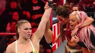 Ronda Rousey vs Liv Morgan amp Sarah Logan on Monday Night Raw Feb 4th 2019 [upl. by Nitsoj842]