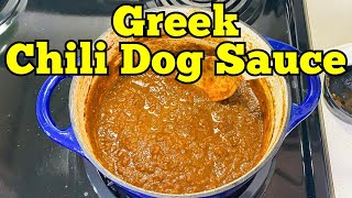 GREEK CHILI DOG SAUCE  Hot Dog Chili Recipe [upl. by Evy]