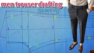 HOW TO DRAFT MENS PANTS TROUSER PATTERN Part 2Professional methodstep by step detailed [upl. by Ngo]