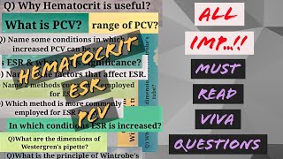 Viva Questions on ESR amp PCV Hematocrit Practical Exams Pathology amp Physiology [upl. by Enad]