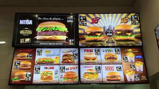 Menu board dynamique dans un snack  fast food [upl. by Enelyad699]