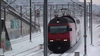 Re Treni nella neve SBB CFF FFS 18 12 2010 Bahnverkehr in Spreitenbach Dietikon [upl. by Ginsburg]