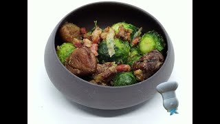 Recette de poêlée de choux de Bruxelles châtaignes et lardons [upl. by Lorna]